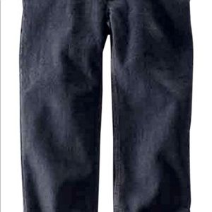 Land’s End dark washed flannel lined jeans.